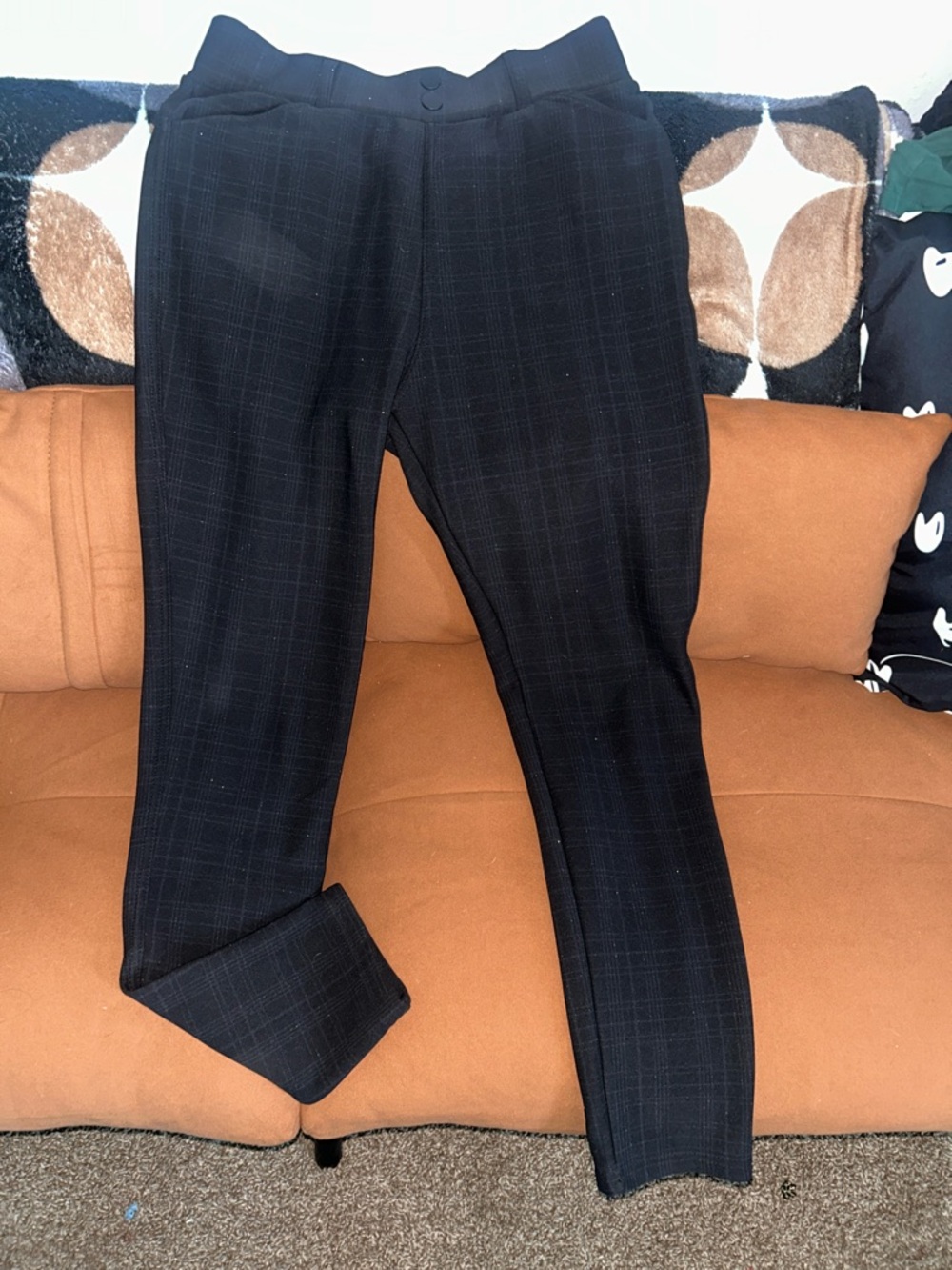 Women's Black Plaid sparkle Skinny Pants